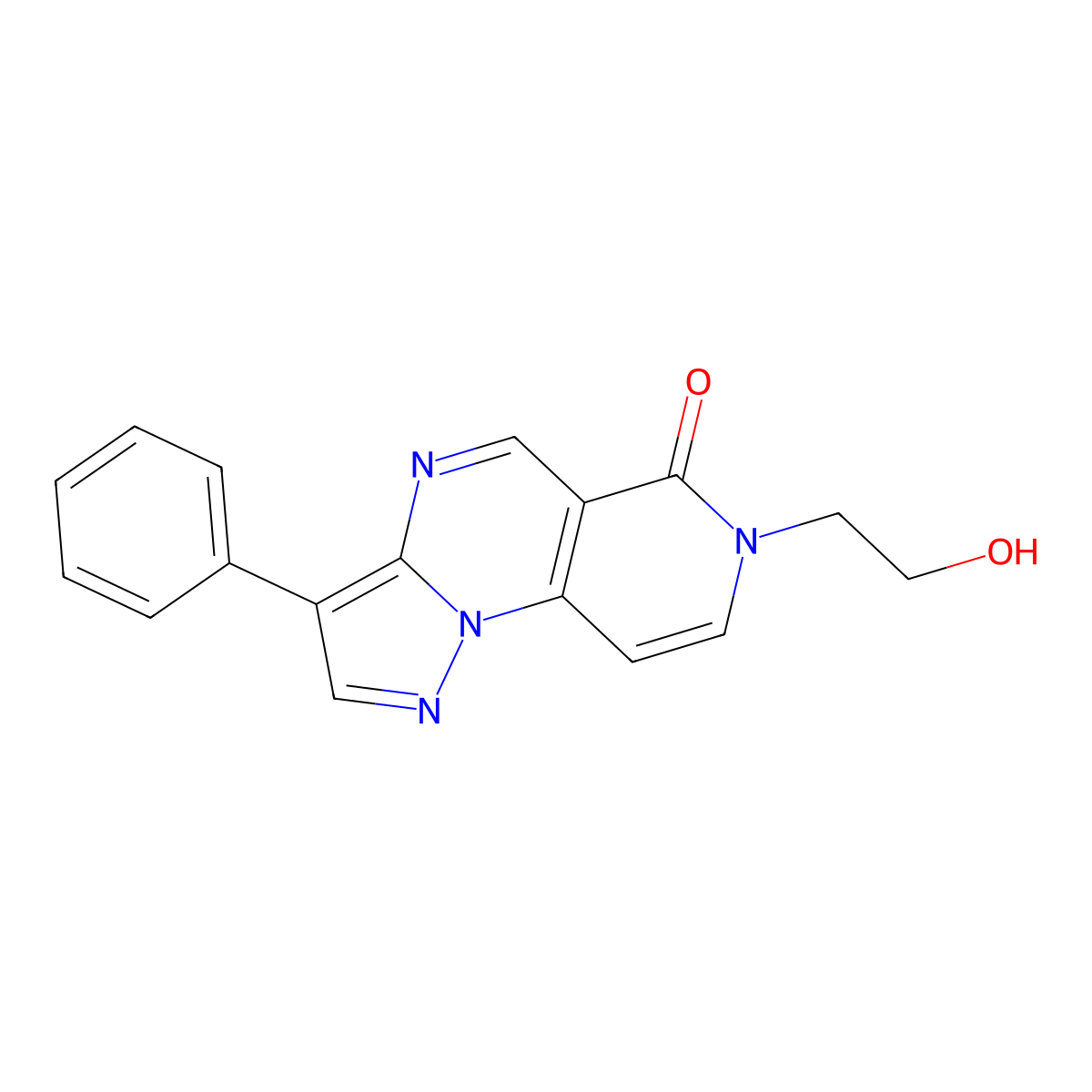 7-(2-hydroxyethyl)-3-phenylpyrazolo[1,5-a]pyrido[3,4-e]pyrimidin-6(7H)-one molecular structure, CAS 1211776-39-4