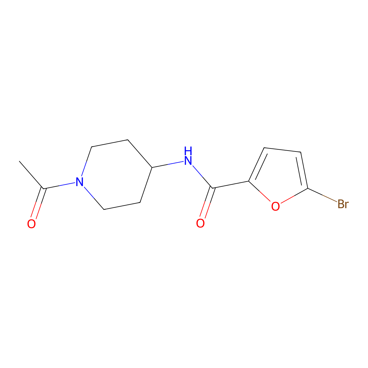 N-(1-acetylpiperidin-4-yl)-5-bromofuran-2-carboxamide molecular structure, CAS 1211777-55-7
