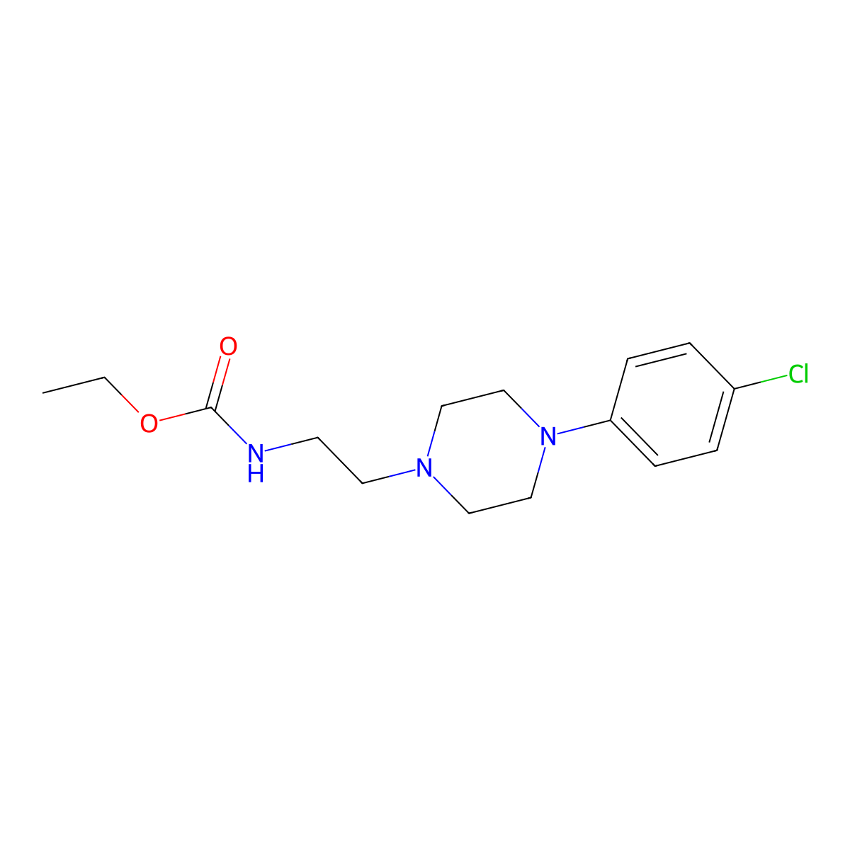 Ethyl (2-(4-(4-chlorophenyl)piperazin-1-yl)ethyl)carbamate molecular structure, CAS 1211777-96-6