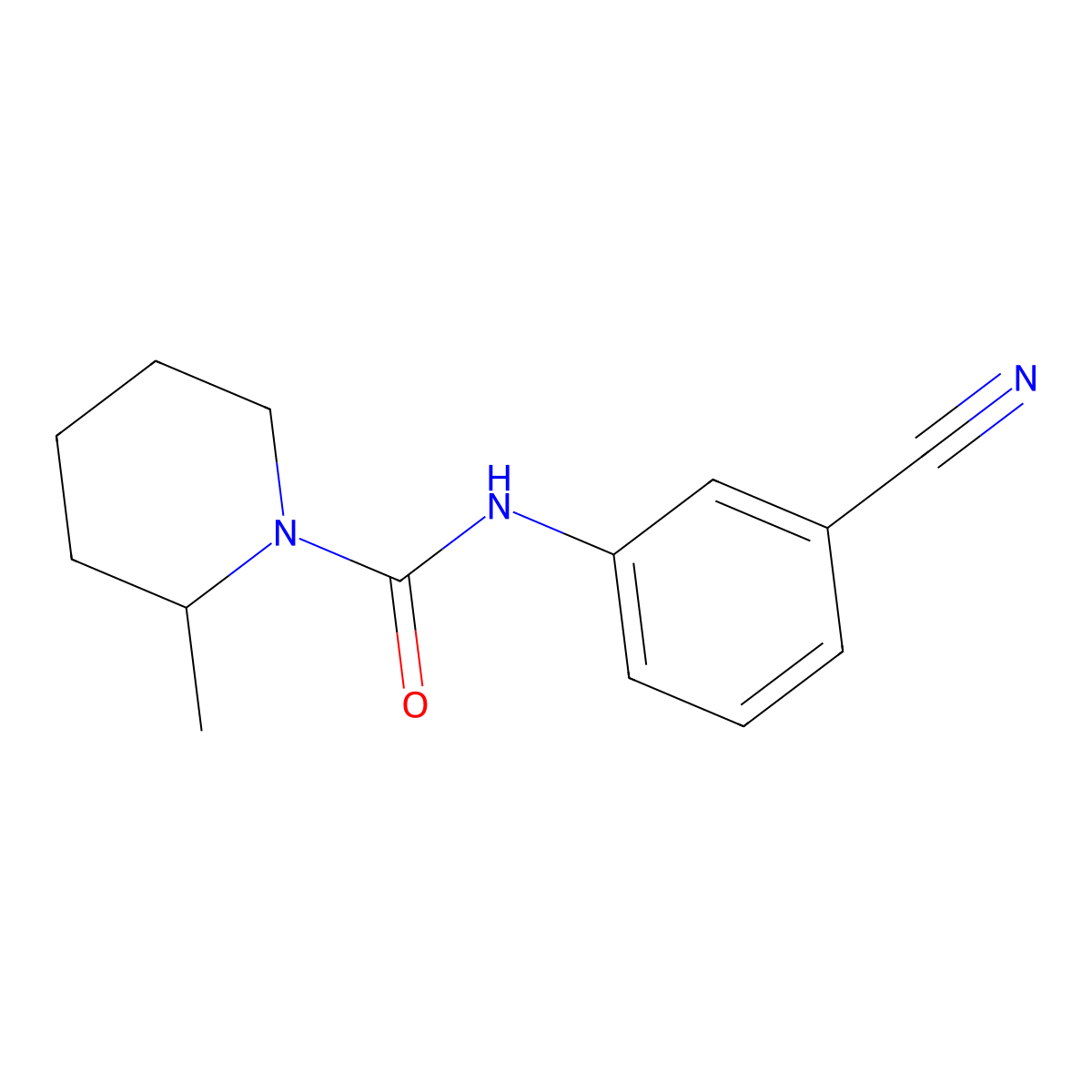 N-(3-cyanophenyl)-2-methylpiperidine-1-carboxamide molecular structure, CAS 1211780-62-9