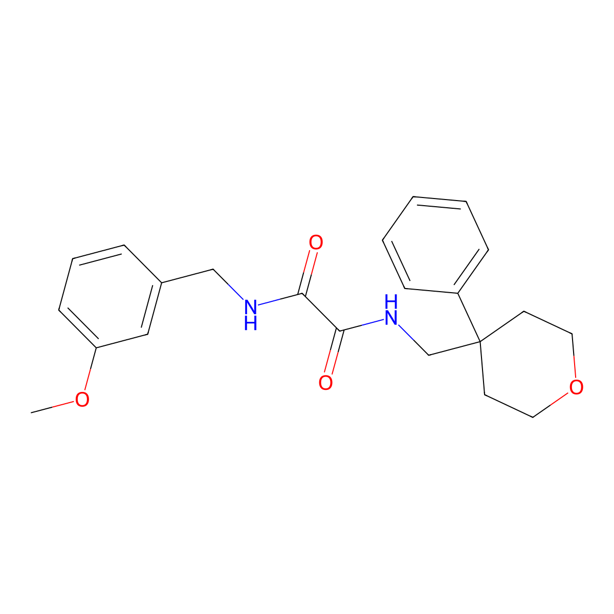 N1-(3-methoxybenzyl)-N2-((4-phenyltetrahydro-2H-pyran-4-yl)methyl)oxalamide molecular structure, CAS 1211781-90-6