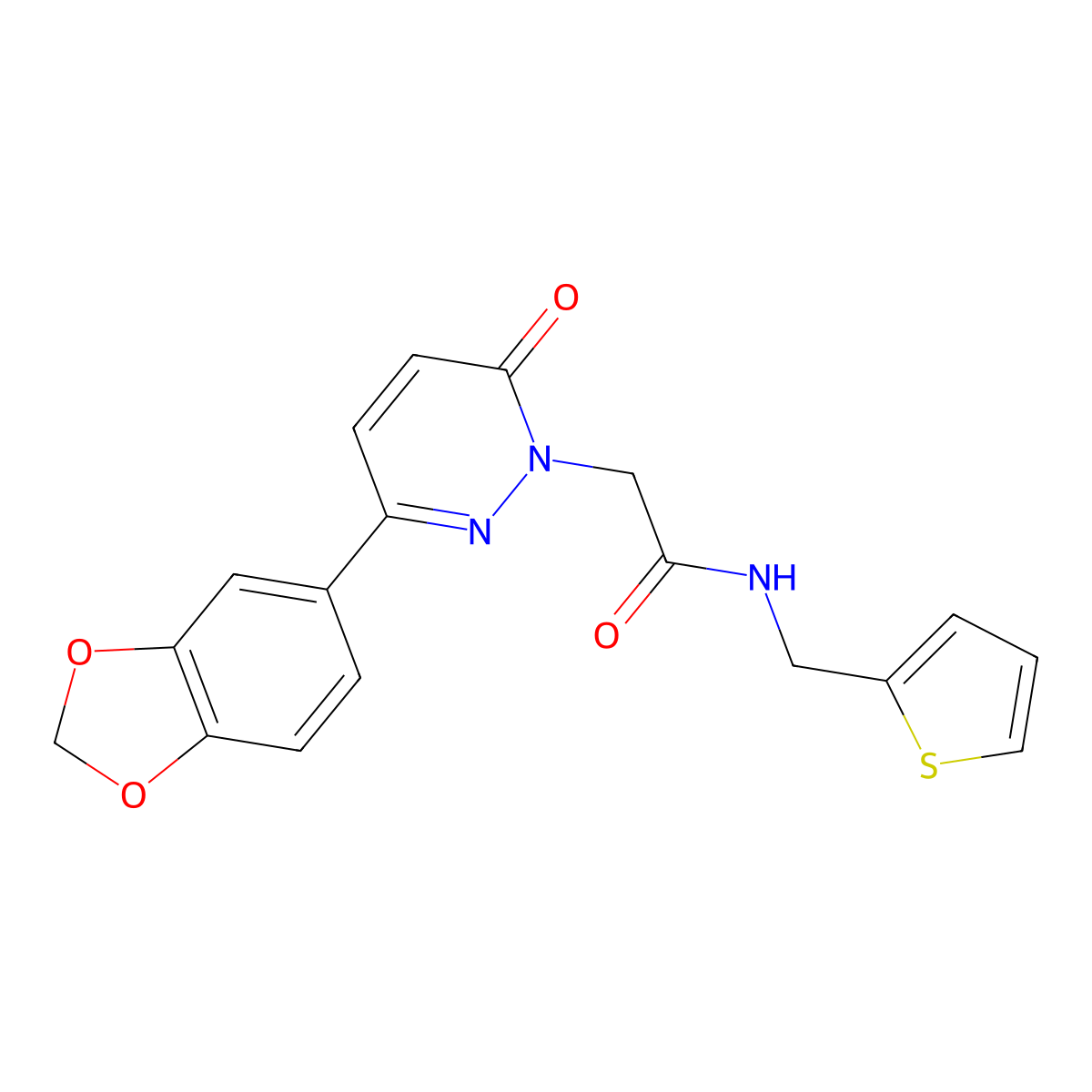 2-(3-(benzo[d][1,3]dioxol-5-yl)-6-oxopyridazin-1(6H)-yl)-N-(thiophen-2-ylmethyl)acetamide molecular structure, CAS 1211783-16-2