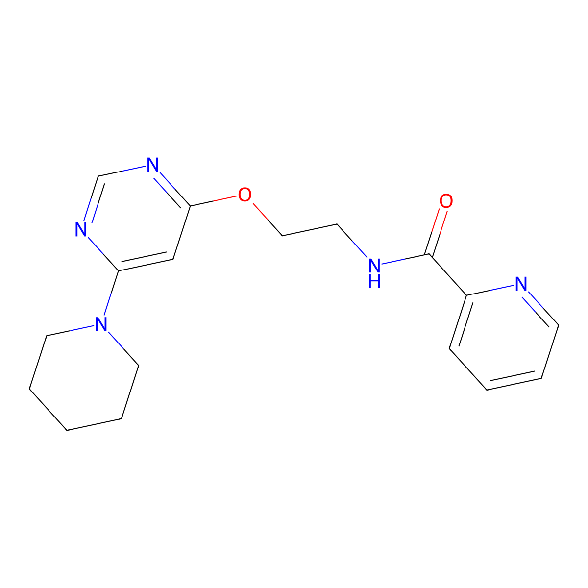 N-(2-((6-(piperidin-1-yl)pyrimidin-4-yl)oxy)ethyl)picolinamide molecular structure, CAS 1211788-08-7