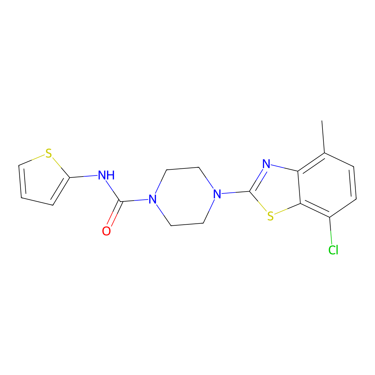 4-(7-chloro-4-methylbenzo[d]thiazol-2-yl)-N-(thiophen-2-yl)piperazine-1-carboxamide molecular structure, CAS 1211788-57-6