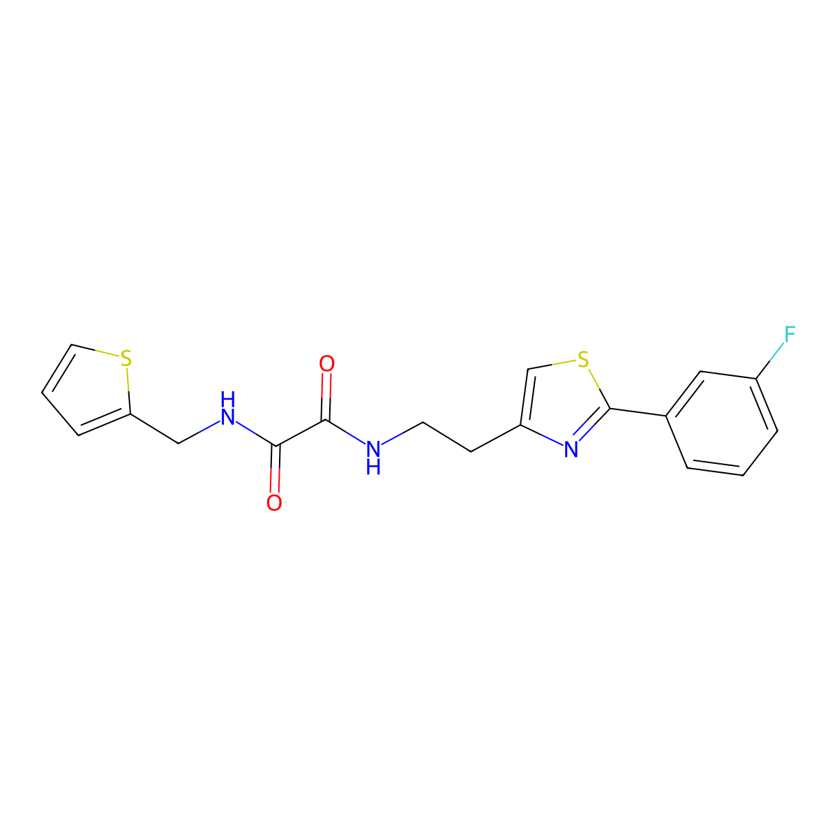 N-{2-[2-(3-fluorophenyl)-1,3-thiazol-4-yl]ethyl}-N'-[(thiophen-2-yl)methyl]ethanediamide molecular structure, CAS 1211791-41-1