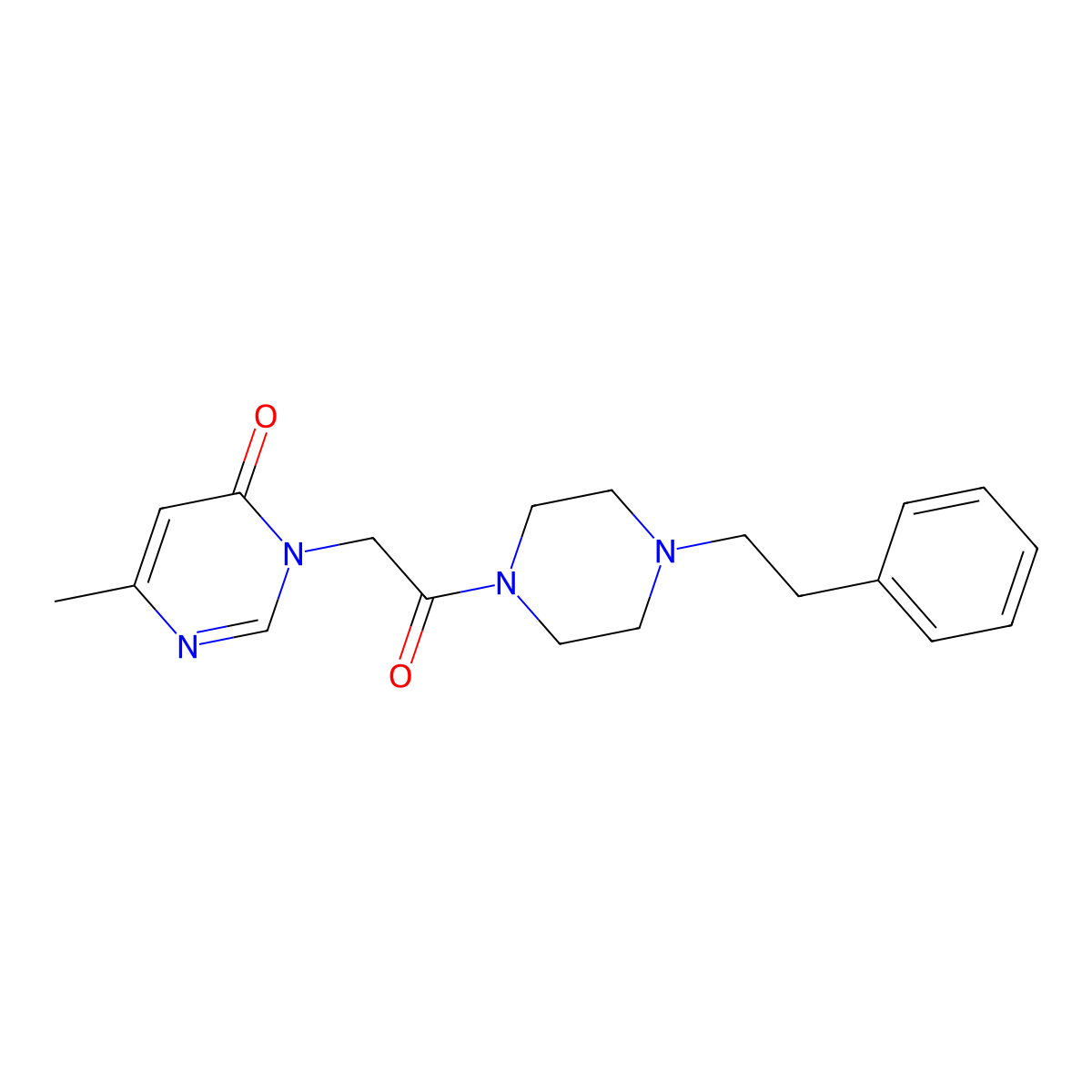 6-methyl-3-(2-oxo-2-(4-phenethylpiperazin-1-yl)ethyl)pyrimidin-4(3H)-one molecular structure, CAS 1211796-46-1