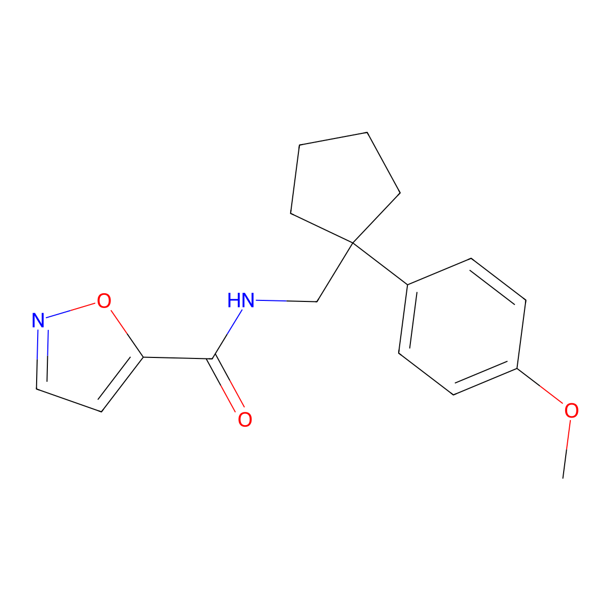N-((1-(4-methoxyphenyl)cyclopentyl)methyl)isoxazole-5-carboxamide molecular structure, CAS 1211796-54-1