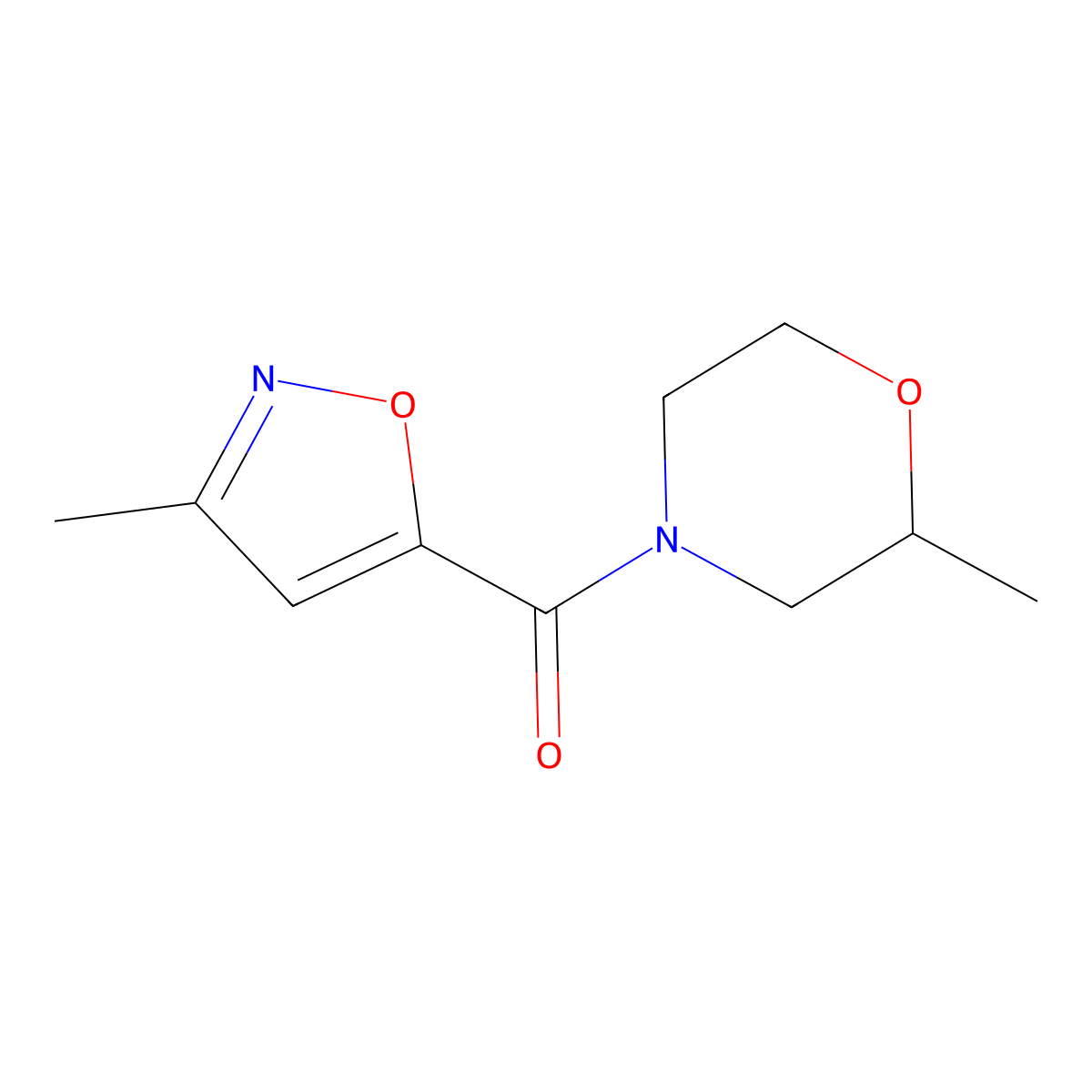 2-Methyl-4-(3-methyl-1,2-oxazole-5-carbonyl)morpholine molecular structure, CAS 1211798-60-5
