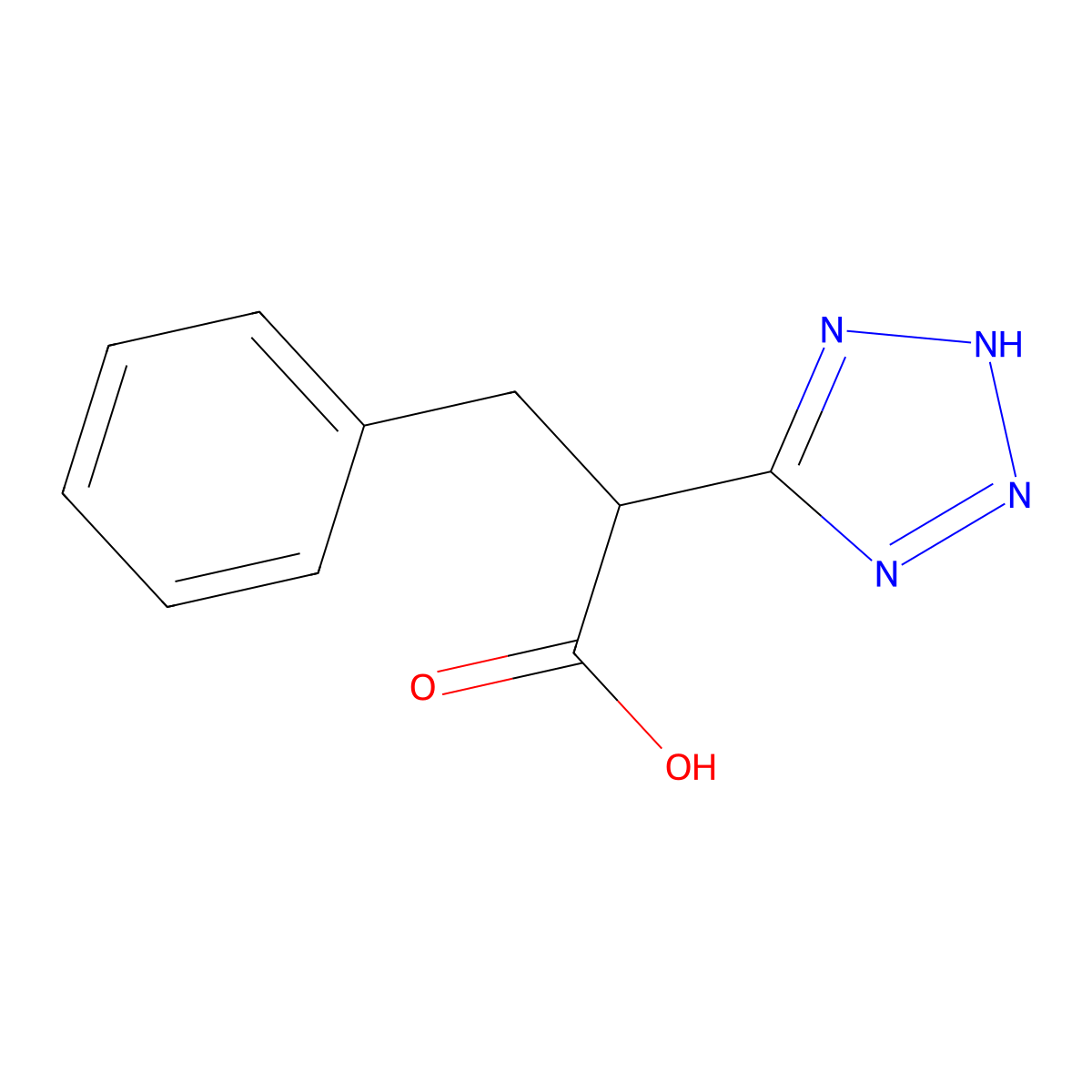 3-phenyl-2-(1H-tetrazol-5-yl)propanoic acid molecular structure, CAS 1211803-44-9