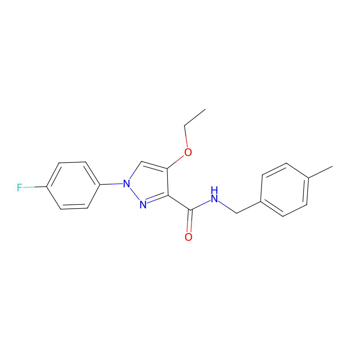 4-ethoxy-1-(4-fluorophenyl)-N-(4-methylbenzyl)-1H-pyrazole-3-carboxamide molecular structure, CAS 1211807-42-9