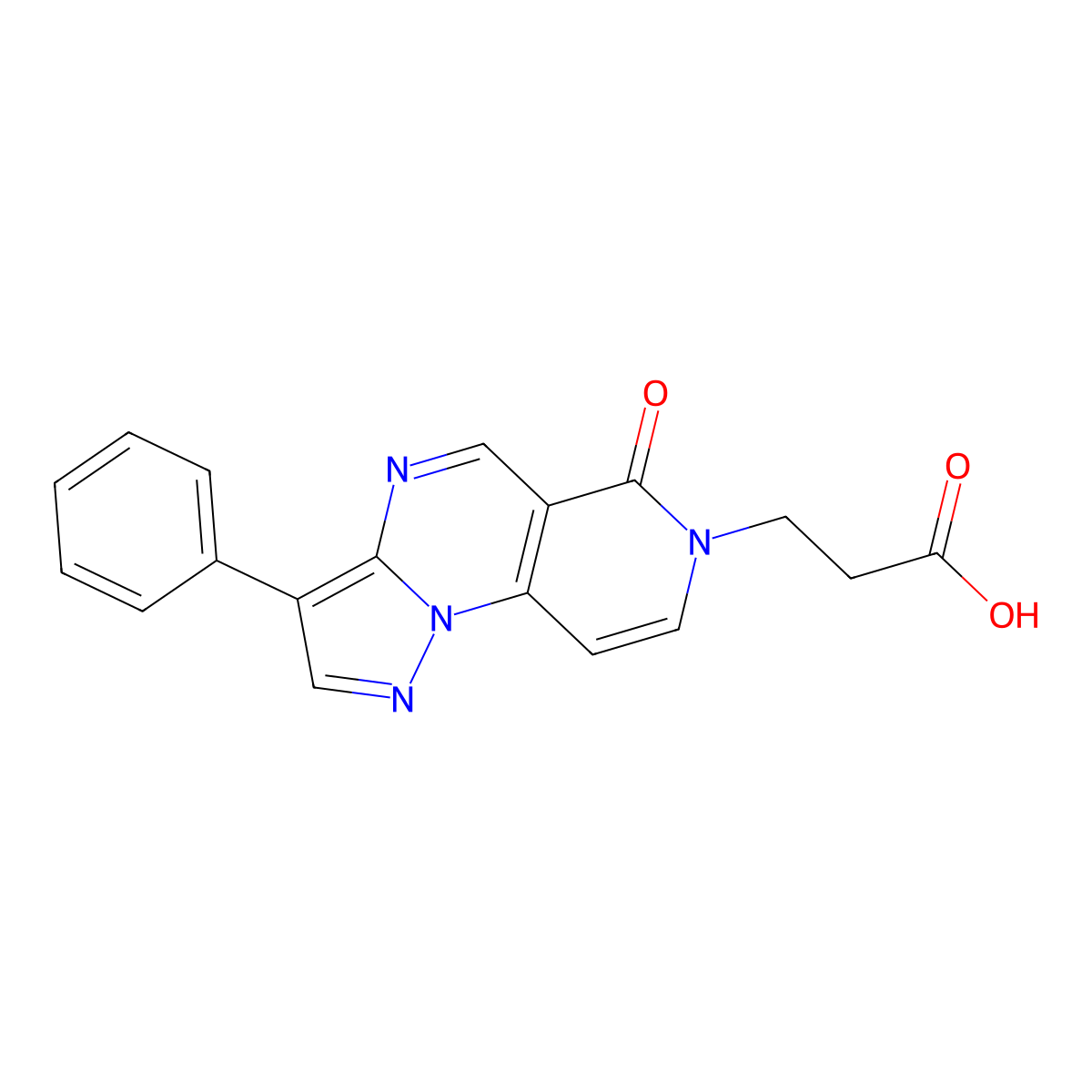 3-(6-oxo-3-phenylpyrazolo[1,5-a]pyrido[3,4-e]pyrimidin-7(6H)-yl)propanoic acid molecular structure, CAS 1211813-50-1