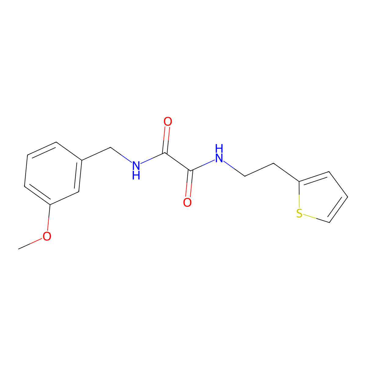 N1-(3-methoxybenzyl)-N2-(2-(thiophen-2-yl)ethyl)oxalamide molecular structure, CAS 1211815-29-0