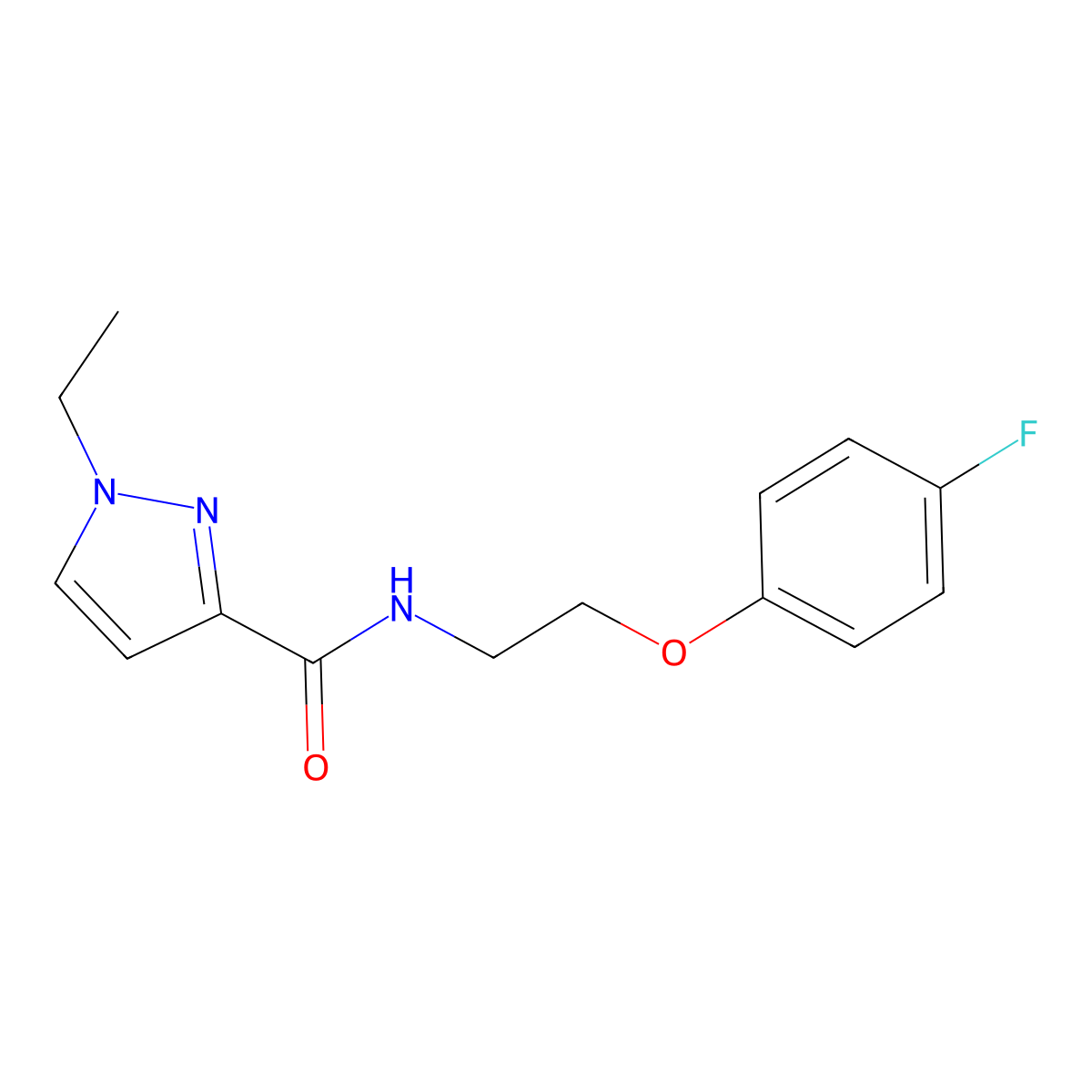 1-ethyl-N-(2-(4-fluorophenoxy)ethyl)-1H-pyrazole-3-carboxamide molecular structure, CAS 1211826-47-9