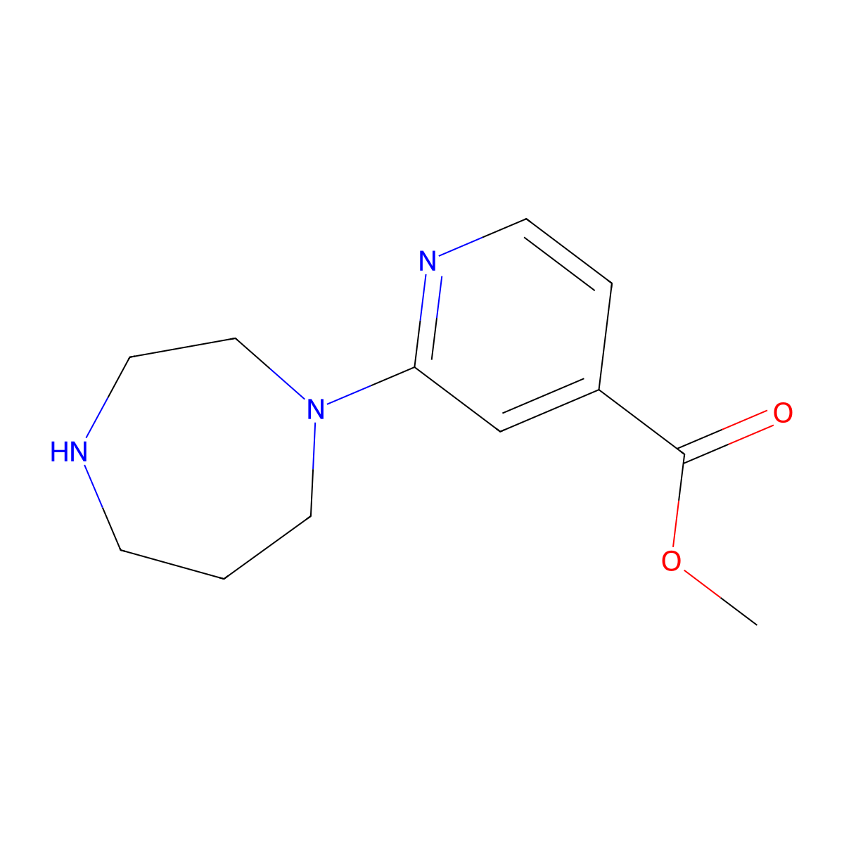 Methyl 2-(1,4-diazepan-1-yl)pyridine-4-carboxylate molecular structure, CAS 1211829-25-2