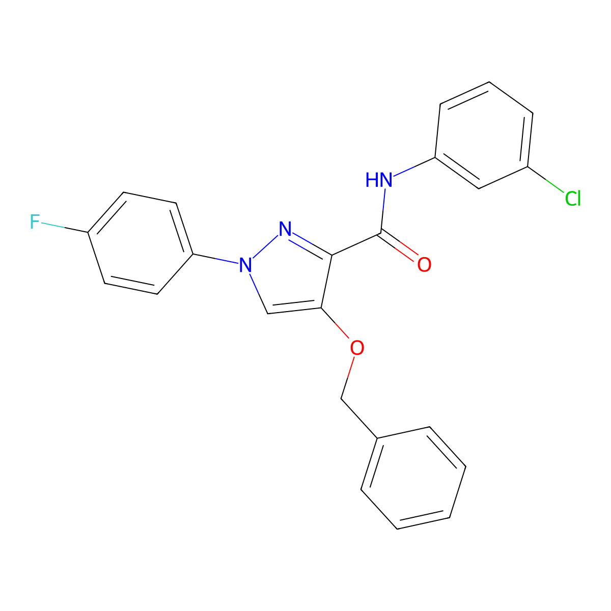 4-(benzyloxy)-N-(3-chlorophenyl)-1-(4-fluorophenyl)-1H-pyrazole-3-carboxamide molecular structure, CAS 1211830-87-3