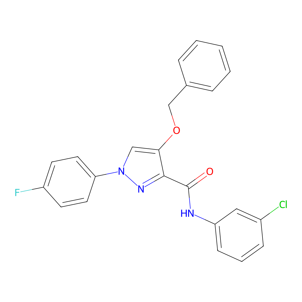 4-(benzyloxy)-N-(3-chlorophenyl)-1-(4-fluorophenyl)-1H-pyrazole-3-carboxamide molecular structure, CAS 1211830-87-3
