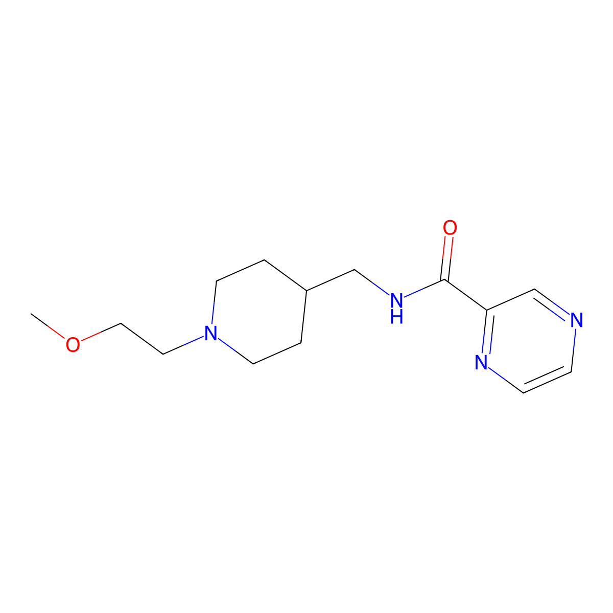 N-{[1-(2-methoxyethyl)piperidin-4-yl]methyl}pyrazine-2-carboxamide molecular structure, CAS 1211831-86-5