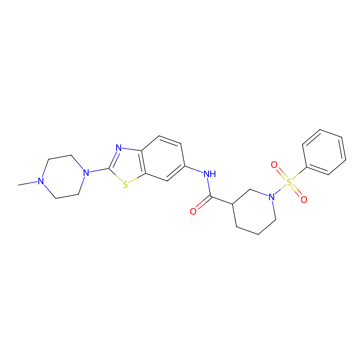 N-(2-(4-methylpiperazin-1-yl)benzo[d]thiazol-6-yl)-1-(phenylsulfonyl)piperidine-3-carboxamide molecular structure, CAS 1211837-34-1