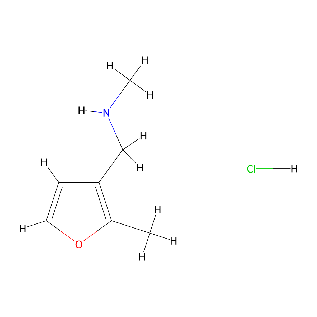 Methyl[(2-methylfuran-3-yl)methyl]amine hydrochloride molecular structure, CAS 1211842-31-7