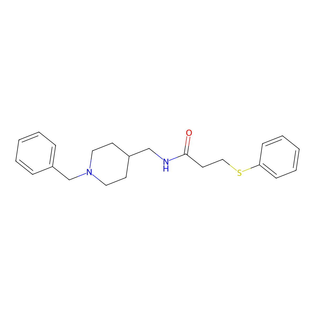 N-((1-benzylpiperidin-4-yl)methyl)-3-(phenylthio)propanamide molecular structure, CAS 1211843-28-5