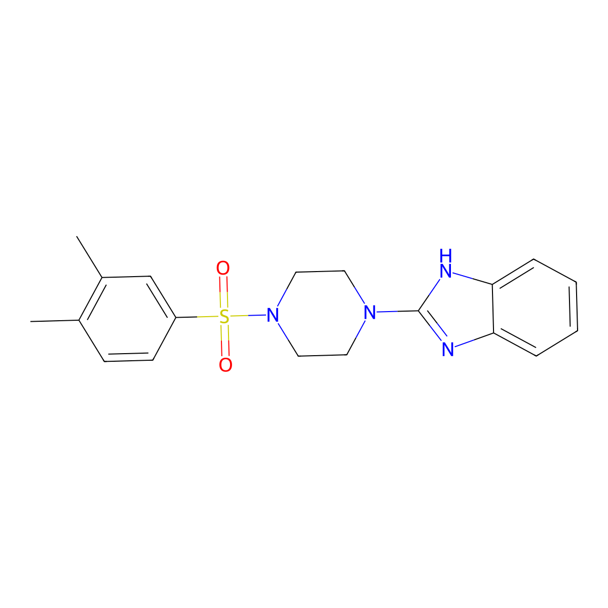 2-(4-((3,4-dimethylphenyl)sulfonyl)piperazin-1-yl)-1H-benzo[d]imidazole molecular structure, CAS 1211843-82-1