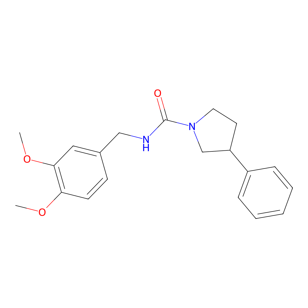 N-[(3,4-dimethoxyphenyl)methyl]-3-phenylpyrrolidine-1-carboxamide molecular structure, CAS 1211846-14-8