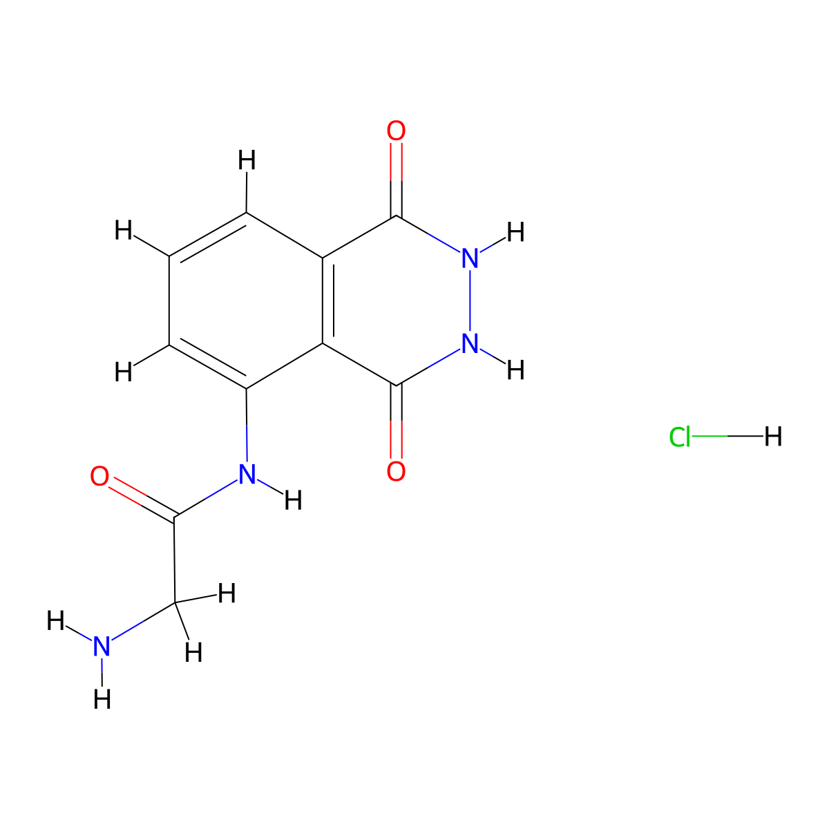 2-amino-N-(1,4-dioxo-1,2,3,4-tetrahydrophthalazin-5-yl)acetamide hydrochloride molecular structure, CAS 1211847-14-1