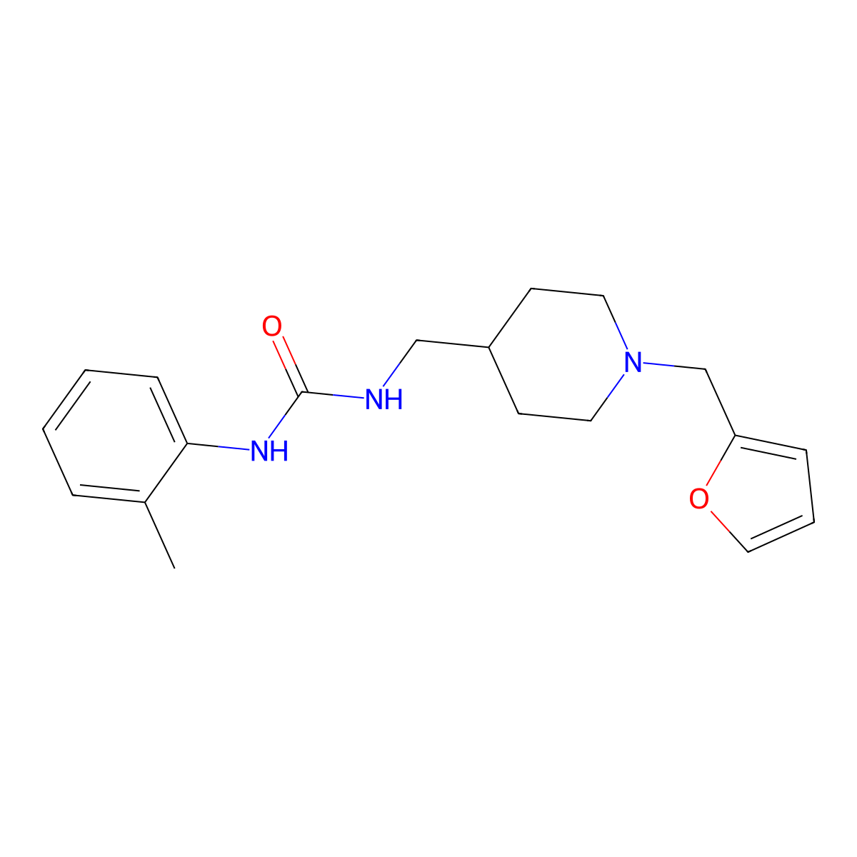 1-((1-(Furan-2-ylmethyl)piperidin-4-yl)methyl)-3-(o-tolyl)urea molecular structure, CAS 1211848-54-2