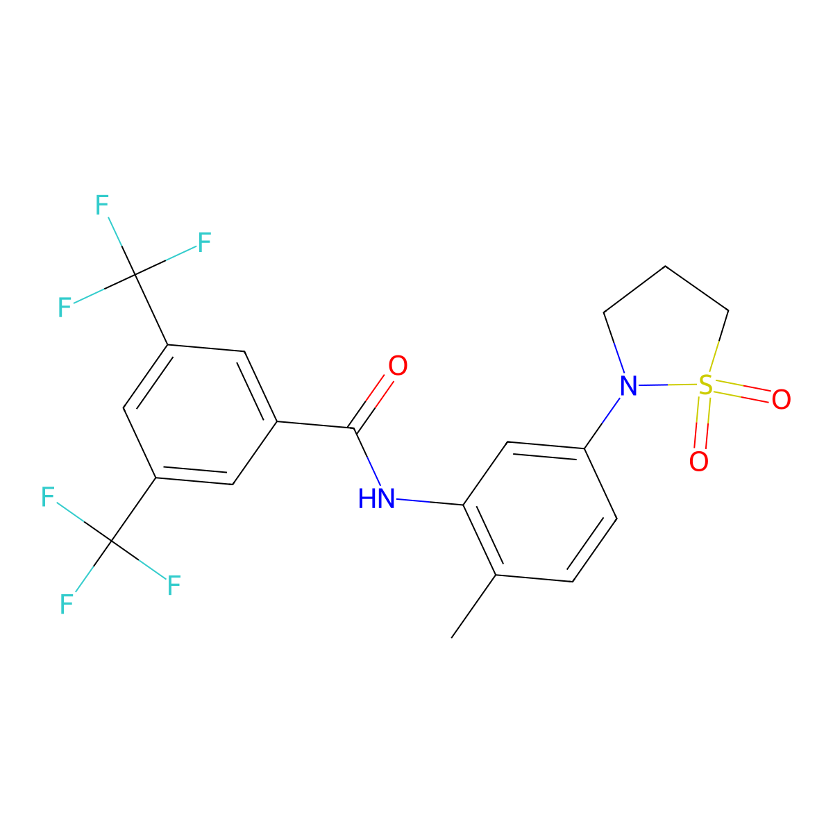 N-[5-(1,1-dioxo-1lambda6,2-thiazolidin-2-yl)-2-methylphenyl]-3,5-bis(trifluoromethyl)benzamide molecular structure, CAS 1211854-96-4