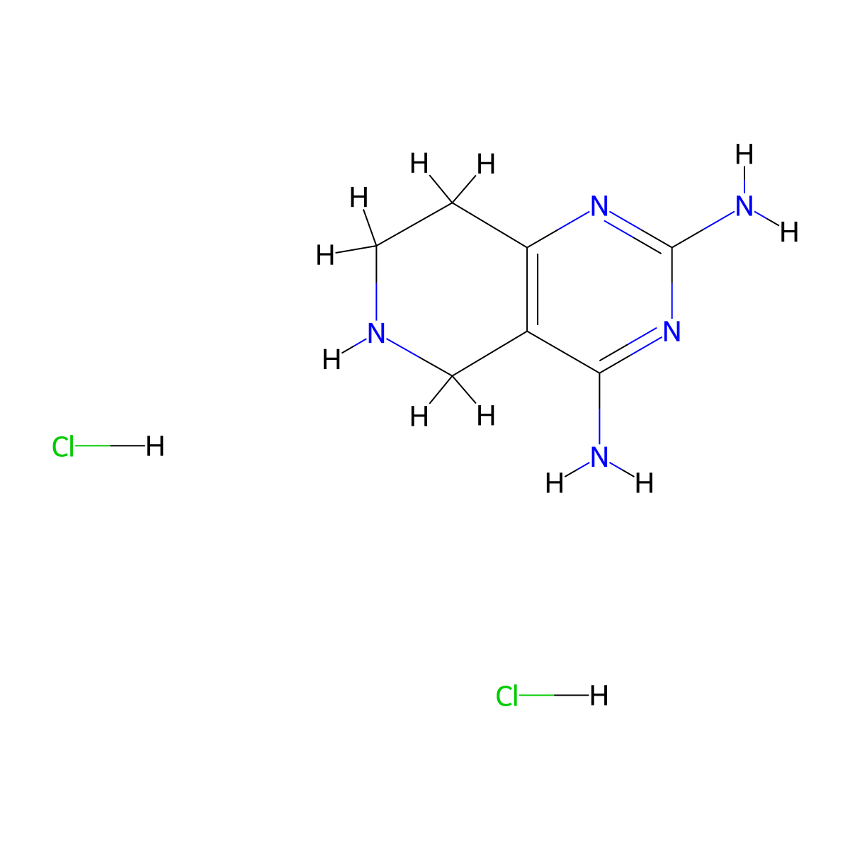 5H,6H,7H,8H-pyrido(4,3-d)pyrimidine-2,4-diamine dihydrochloride molecular structure, CAS 121187-73-3