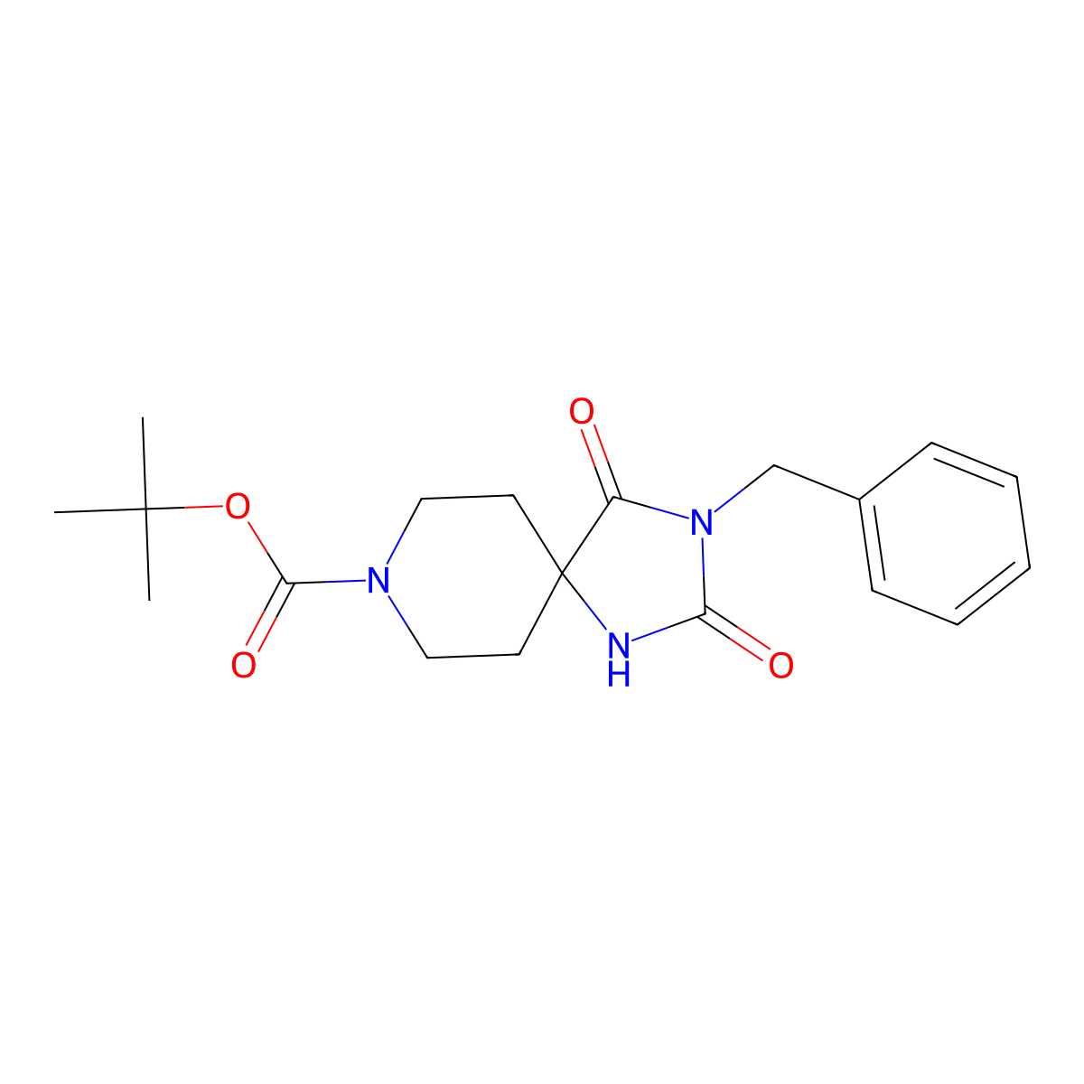 Tert-butyl 3-benzyl-2,4-dioxo-1,3,8-triazaspiro[4.5]decane-8-carboxylate molecular structure, CAS 1211875-66-9