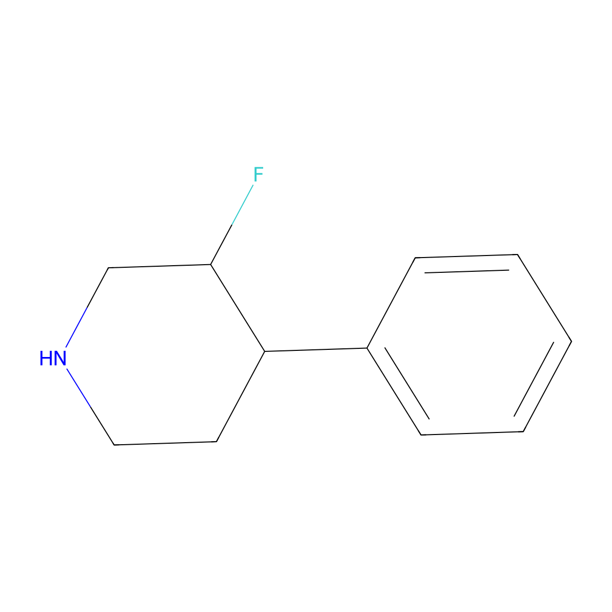rac-(3R,4R)-3-fluoro-4-phenylpiperidine molecular structure, CAS 1211875-82-9