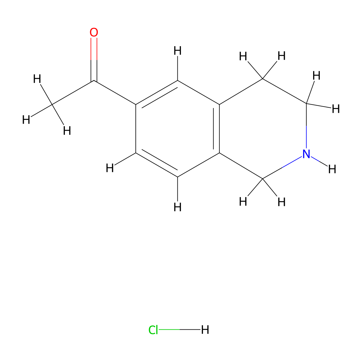 1-(1,2,3,4-Tetrahydroisoquinolin-6-yl)ethan-1-one hydrochloride molecular structure, CAS 1211876-16-2