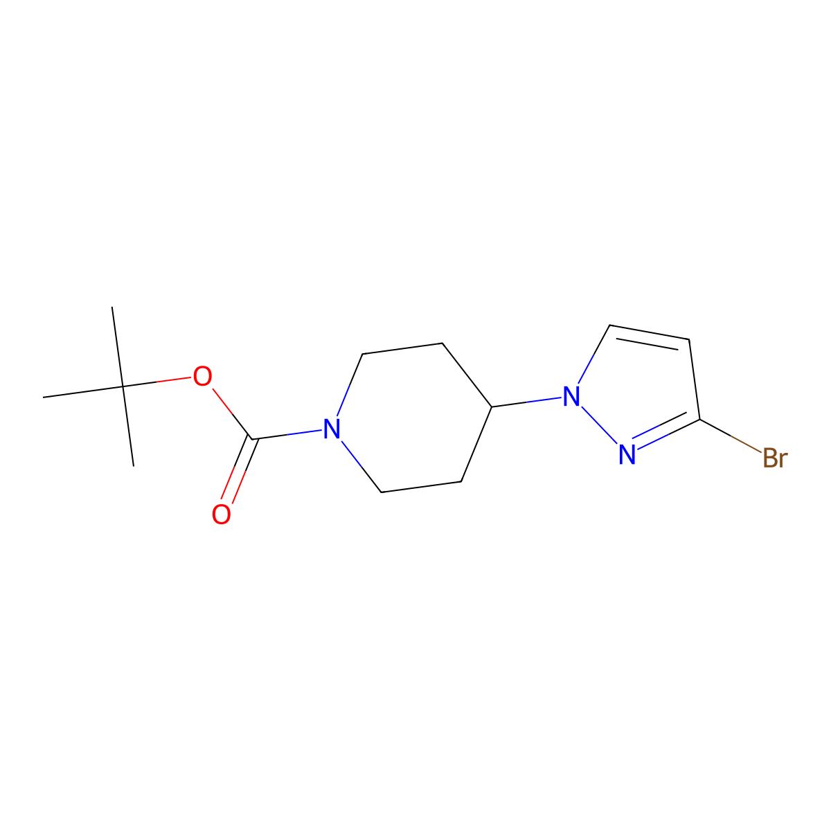 tert-butyl 4-(3-bromo-1H-pyrazol-1-yl)piperidine-1-carboxylate molecular structure, CAS 1211876-26-4