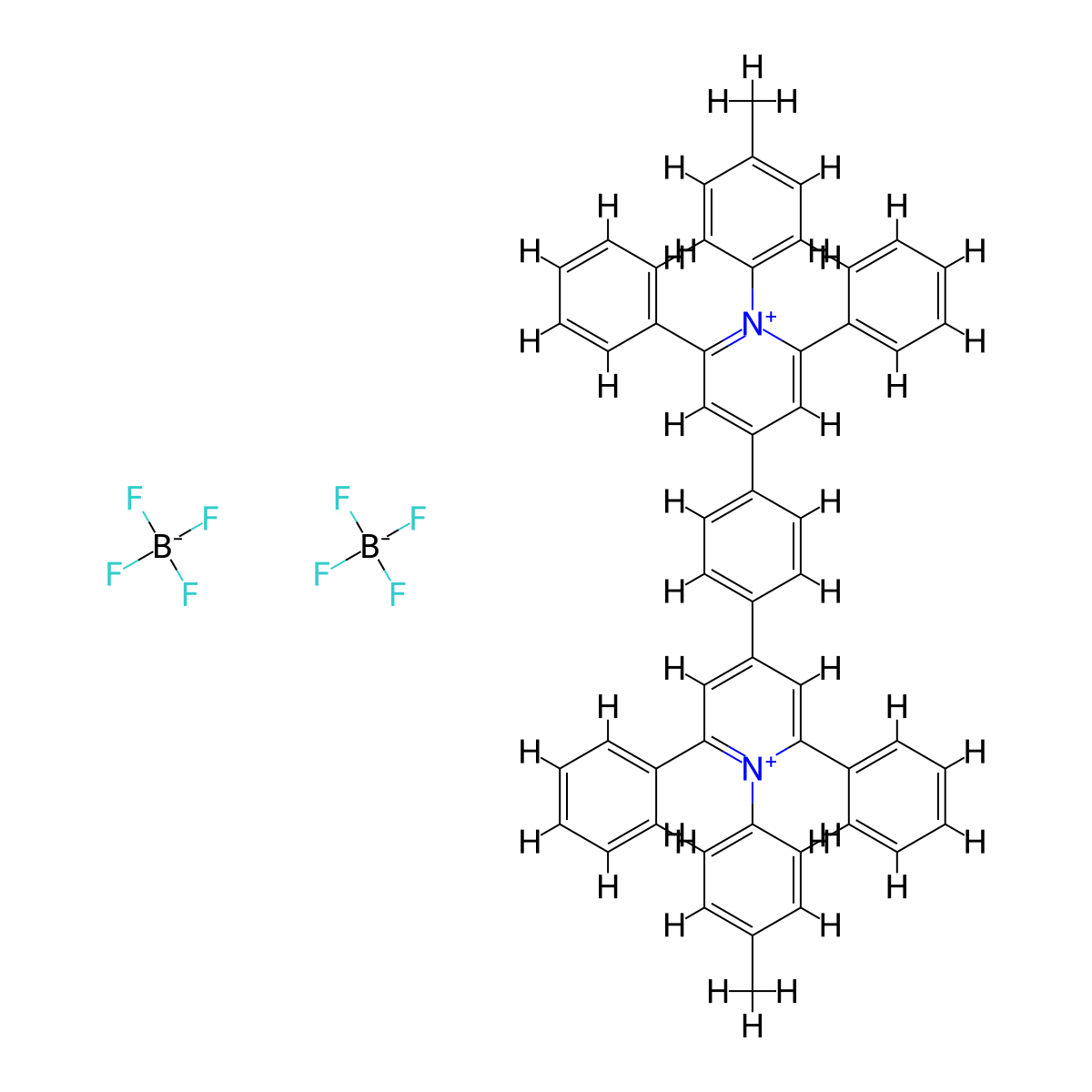 4,4'-(1,4-Phenylene)bis[1-(4-methylphenyl)-2,6-diphenylpyridinium] ditetrafluoroborate molecular structure, CAS 121188-22-5