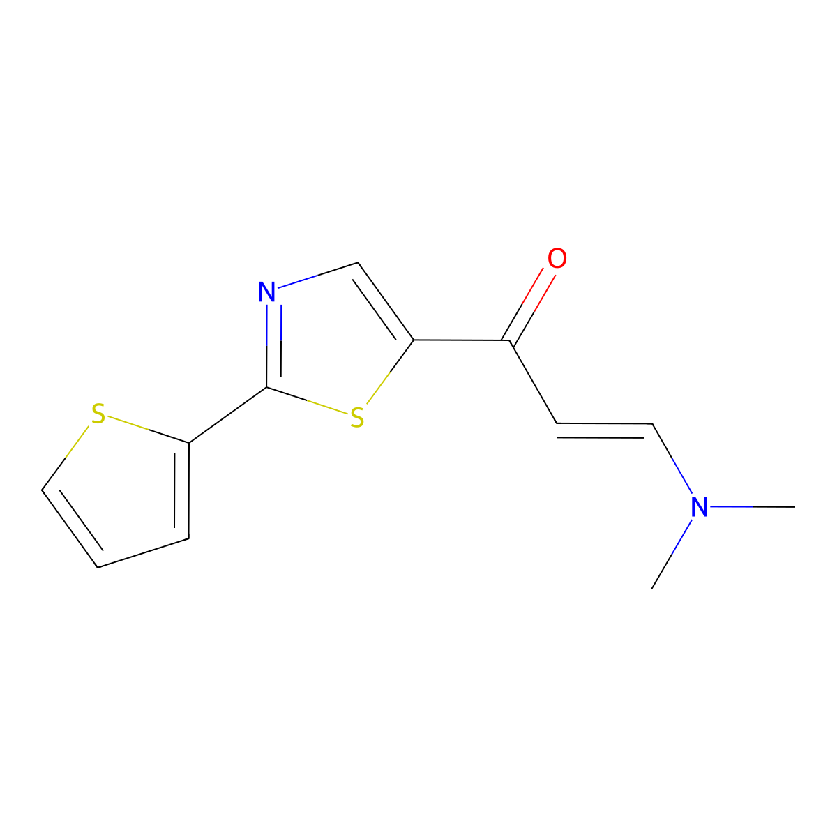 (E)-3-(dimethylamino)-1-[2-(2-thienyl)-1,3-thiazol-5-yl]-2-propen-1-one molecular structure, CAS 1211890-03-7