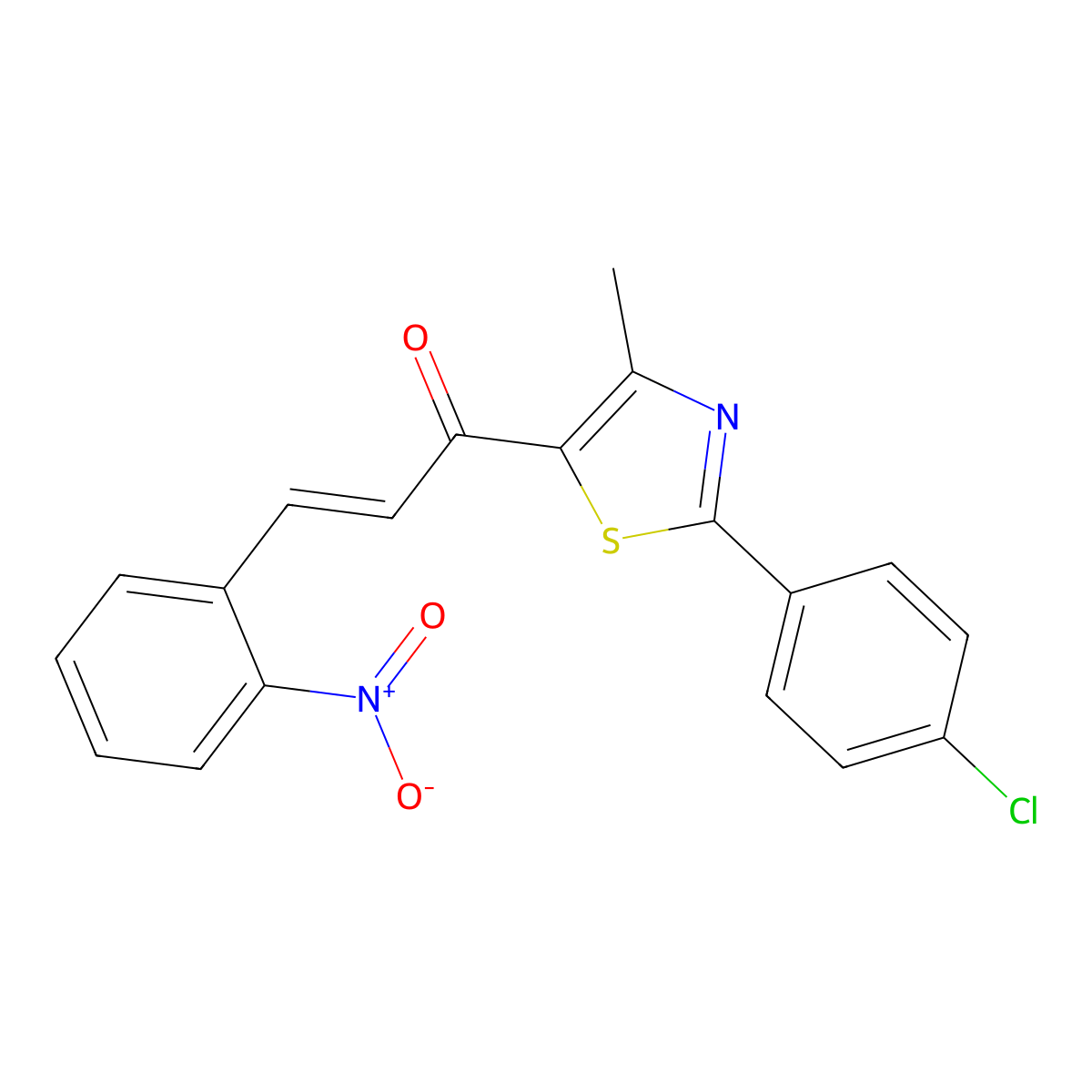 (E)-1-[2-(4-chlorophenyl)-4-methyl-1,3-thiazol-5-yl]-3-(2-nitrophenyl)-2-propen-1-one molecular structure, CAS 1211932-77-2