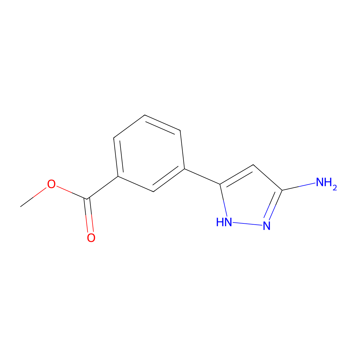 Methyl 3-(3-amino-1H-pyrazol-5-yl)benzoate molecular structure, CAS 1211977-59-1