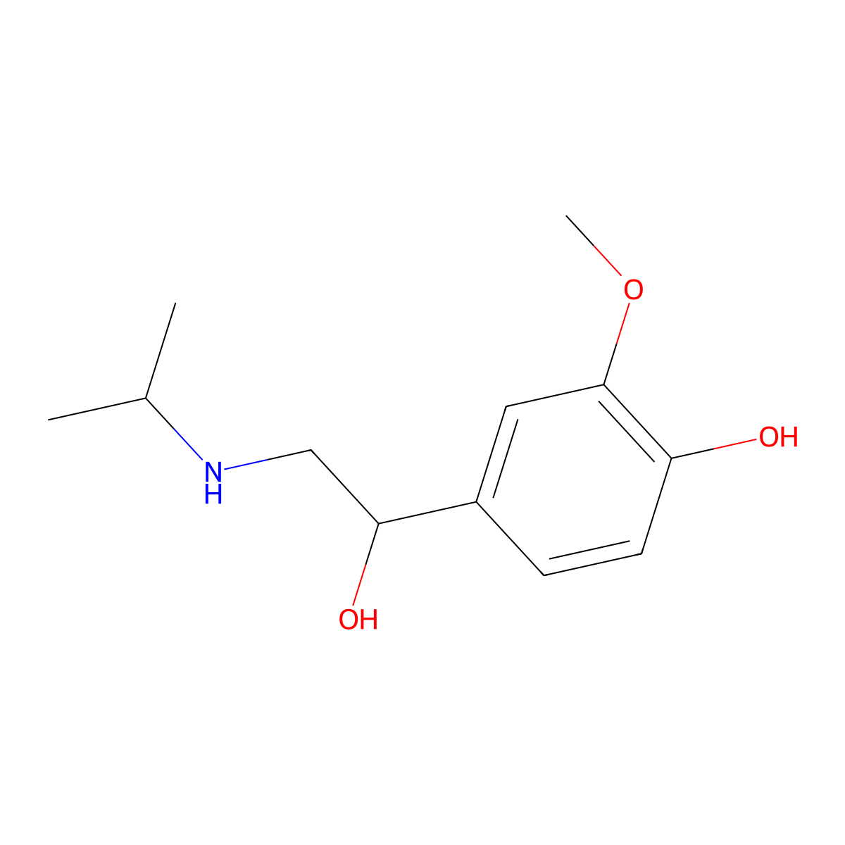 4-Hydroxy-3-methoxy-alpha-(((1-methylethyl)amino)methyl)benzenemethanol molecular structure, CAS 1212-03-9