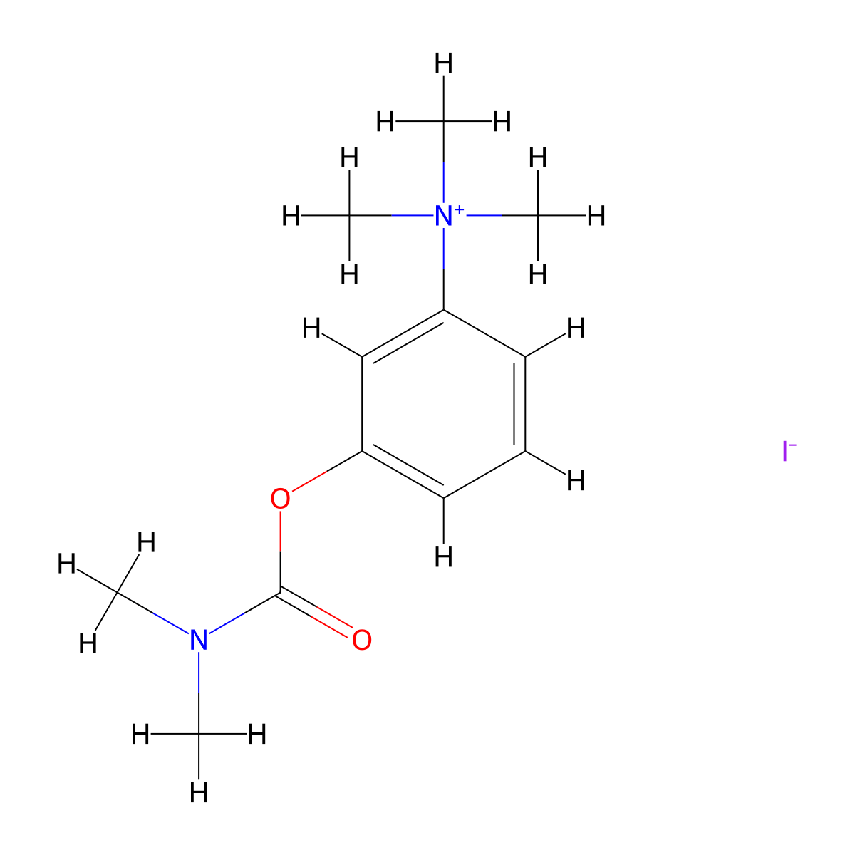 Benzenaminium, 3-(((dimethylamino)carbonyl)oxy)-N,N,N-trimethyl-, iodide (1:1) molecular structure, CAS 1212-37-9