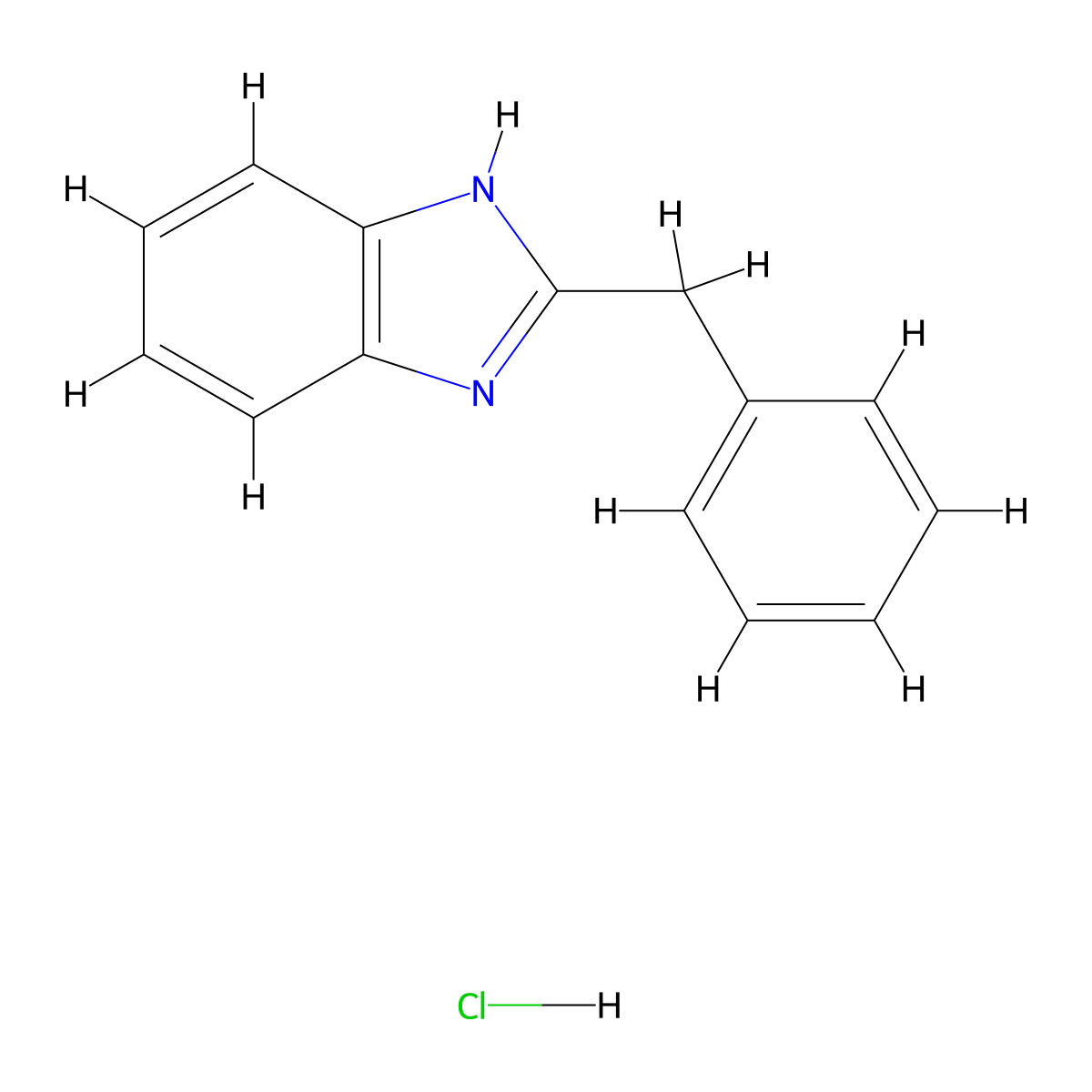 Bendazol hydrochloride molecular structure, CAS 1212-48-2