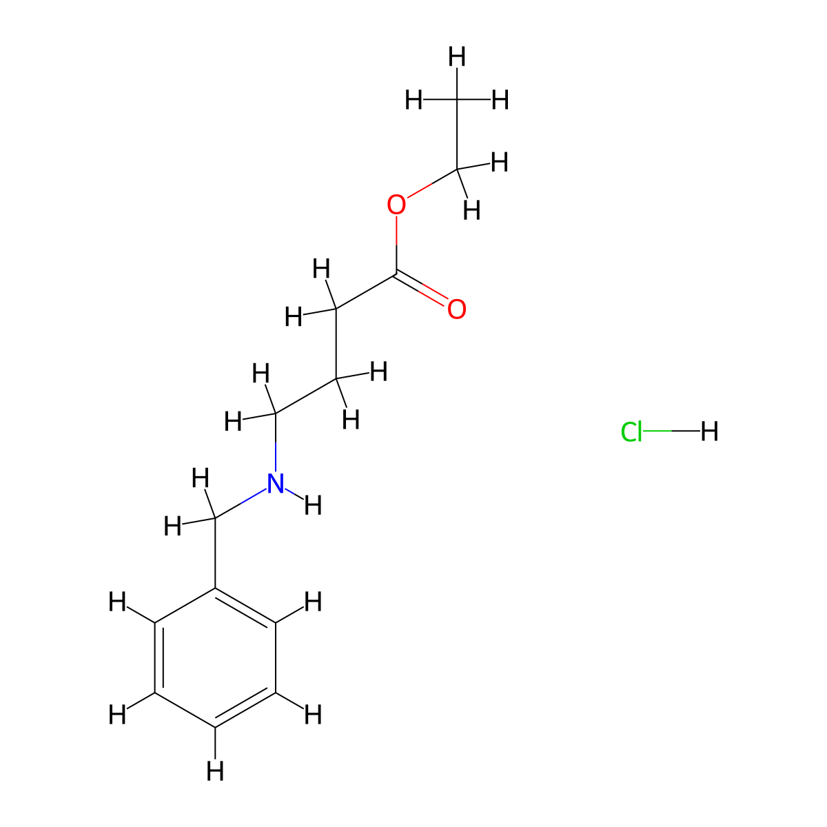 Ethyl 4-(benzylamino)butanoate hydrochloride molecular structure, CAS 1212-58-4