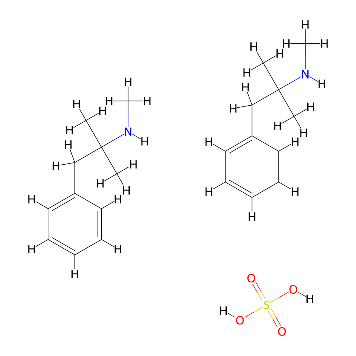 Mephentermine Sulfate molecular structure, CAS 1212-72-2