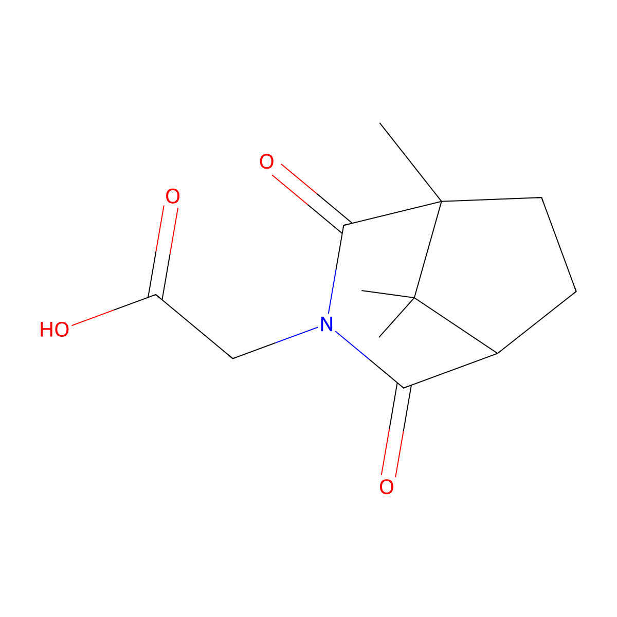 2-(1,8,8-Trimethyl-2,4-dioxo-3-azabicyclo[3.2.1]octan-3-yl)acetic acid molecular structure, CAS 1212-95-9