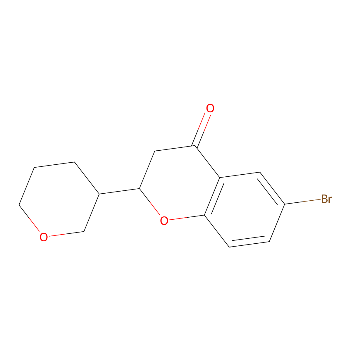 6-bromo-2-(tetrahydro-2H-pyran-3-yl)chroman-4-one molecular structure, CAS 1212012-27-5