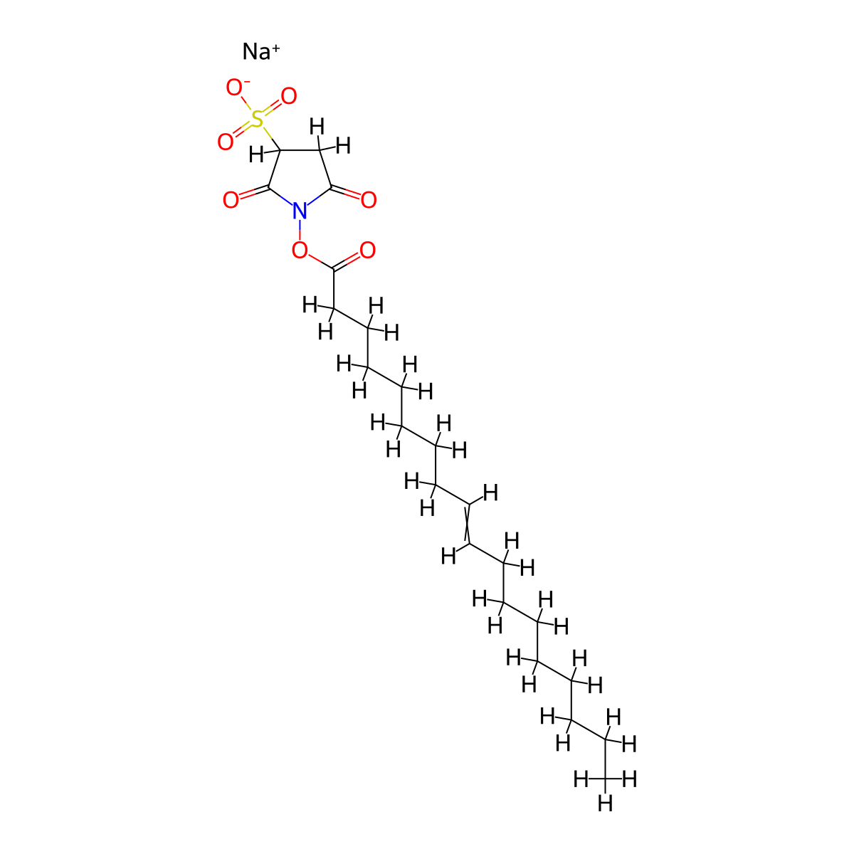Sodium 1-(octadec-9-enoyloxy)-2,5-dioxopyrrolidine-3-sulfonate molecular structure, CAS 1212012-37-7