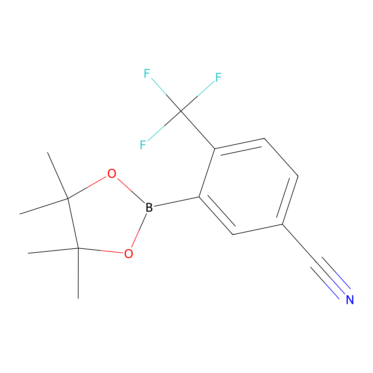 3-(4,4,5,5-Tetramethyl-1,3,2-dioxaborolan-2-yl)-4-(trifluoromethyl)benzonitrile molecular structure, CAS 1212021-56-1