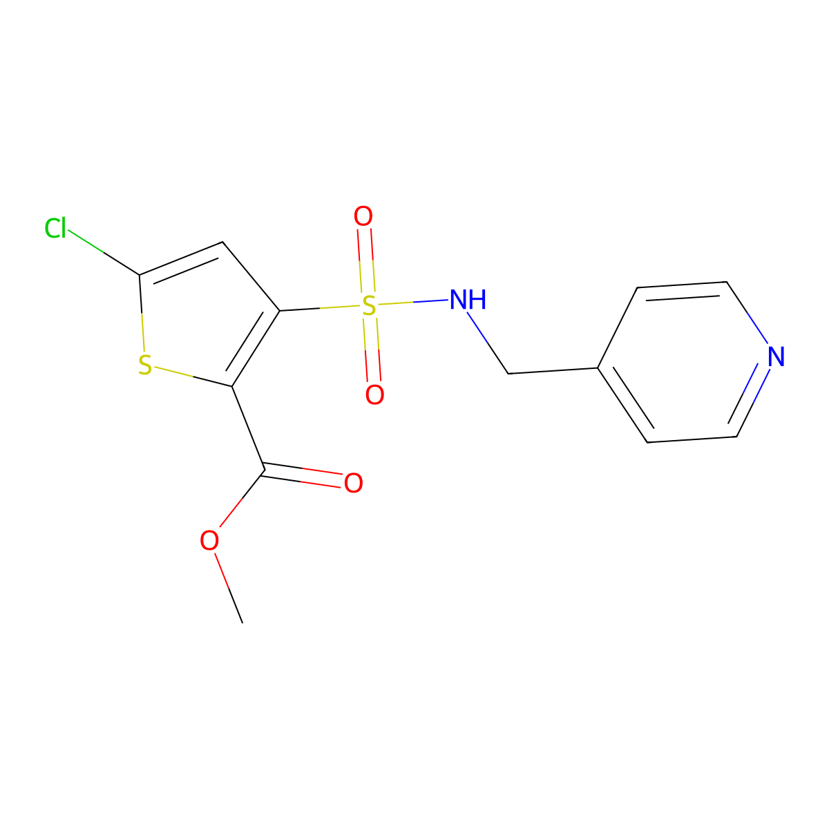 Methyl 5-chloro-3-[(pyridin-4-ylmethyl)sulfamoyl]thiophene-2-carboxylate molecular structure, CAS 1212059-31-8