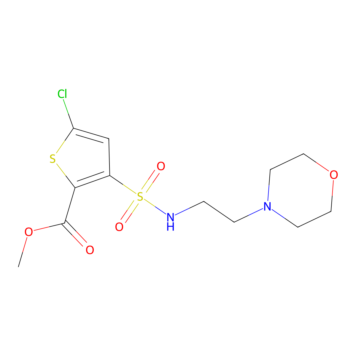 methyl 5-chloro-3-(N-(2-morpholinoethyl)sulfamoyl)thiophene-2-carboxylate molecular structure, CAS 1212059-70-5