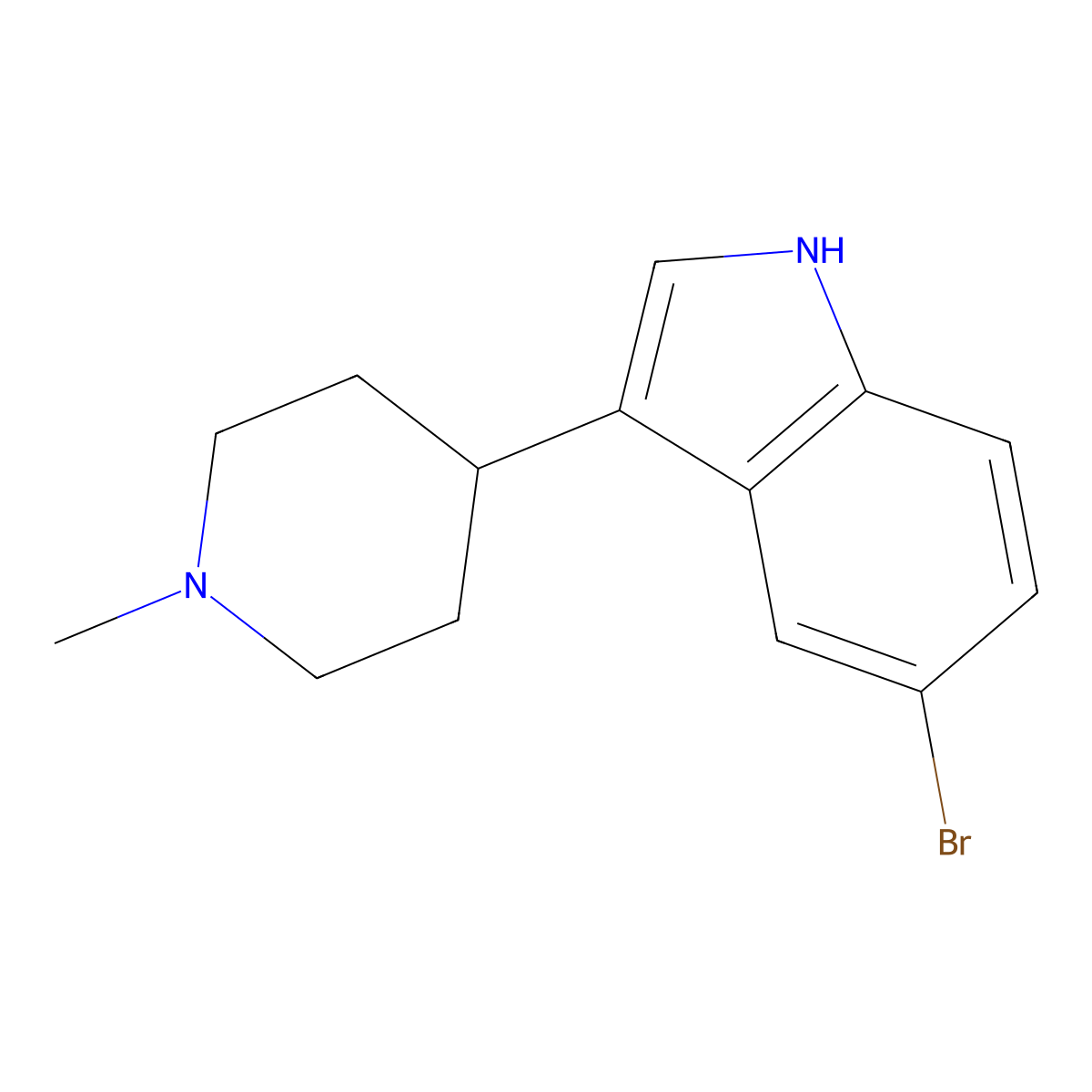 5-bromo-3-(1-methylpiperidin-4-yl)-1H-indole molecular structure, CAS 121206-76-6
